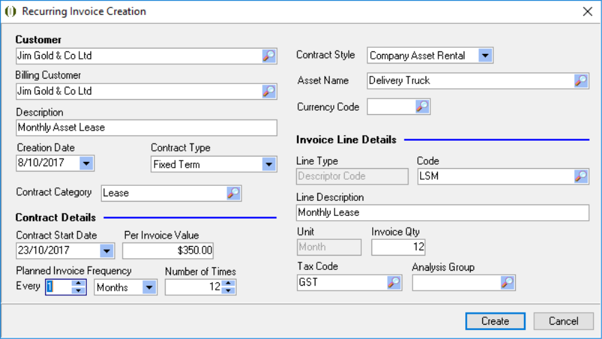Ostendo Operations ERP Recurring Invoices